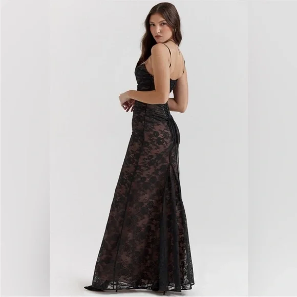 House of CB Artemis Black Maxi Lace Dress - Picture 9 of 14